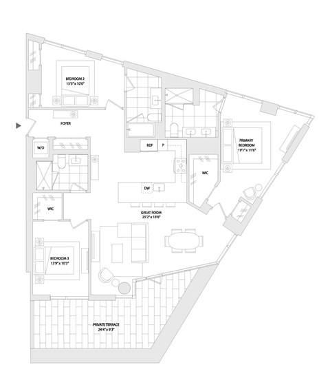 Floor plan for 3 beds, 3 baths, 1757 sqft